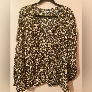 Old Navy V-Neck Floral Poet Blouse | Sz 4x | NWT